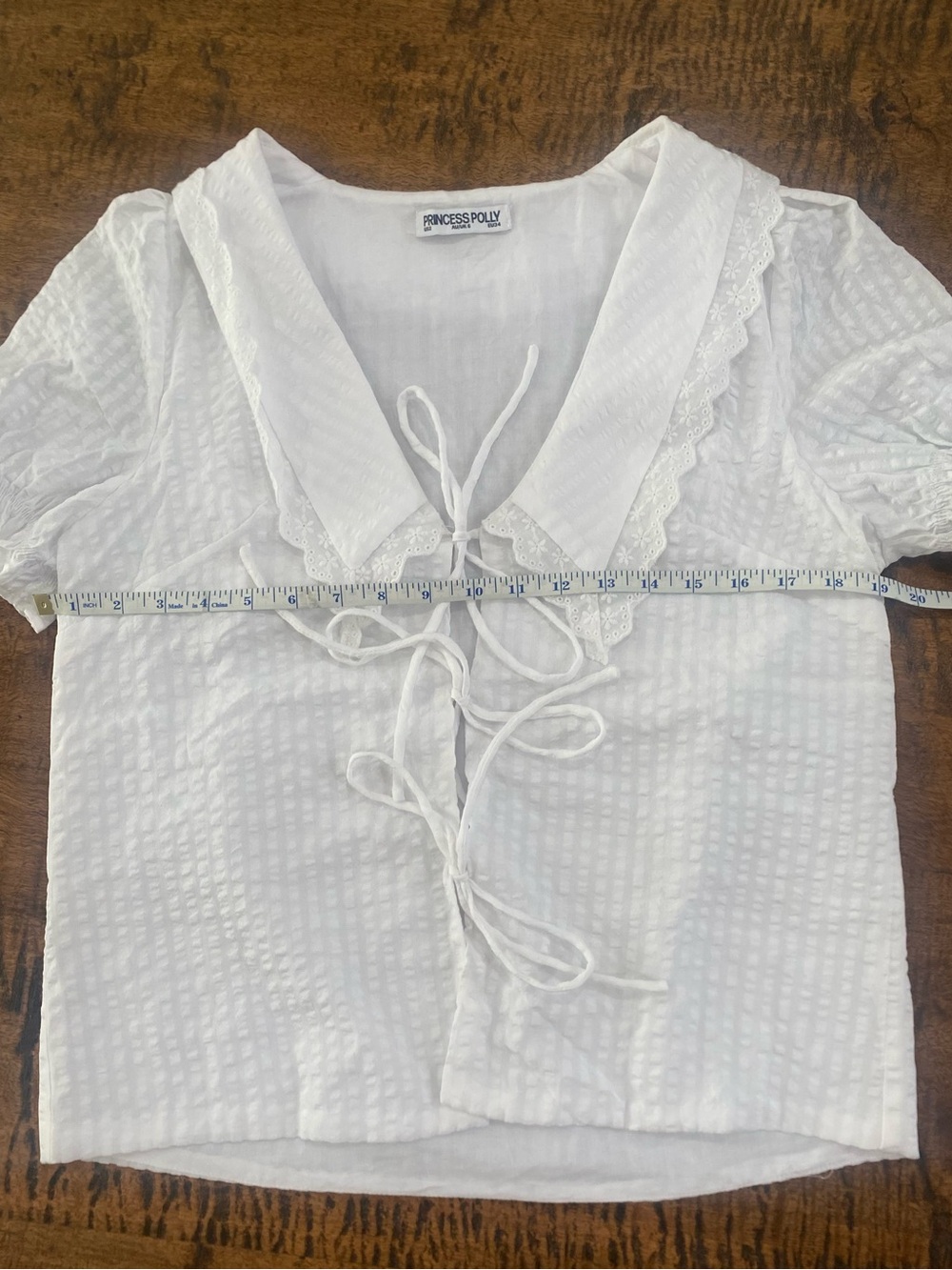 Princess Polly White Textured Tie-Front Tunic Top - Picture 5 of 11